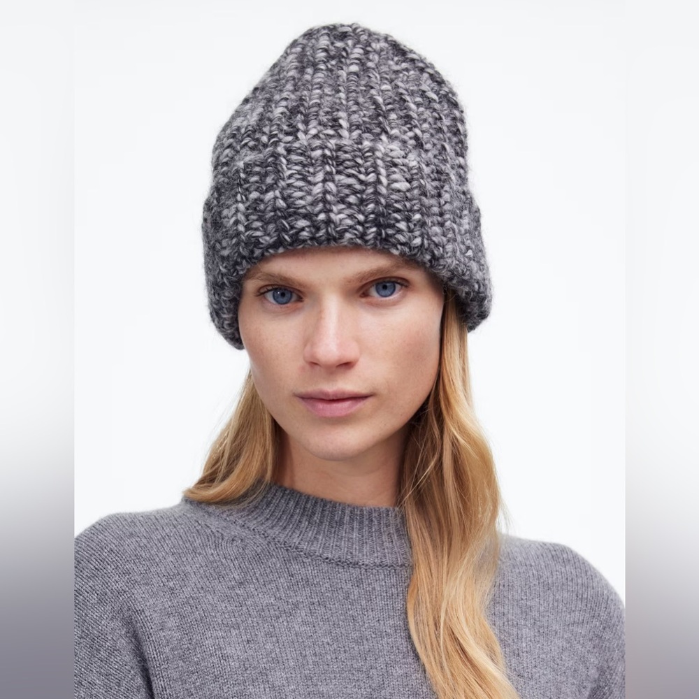NWT Madewell Chunky Gray Knit Beanie, Wool/Acrylic/Alpaca blend